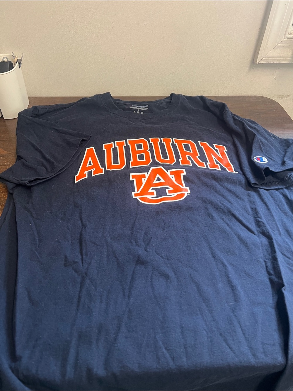 NCAA Navy Short-Sleeve Tee with Orange Auburn Graphic